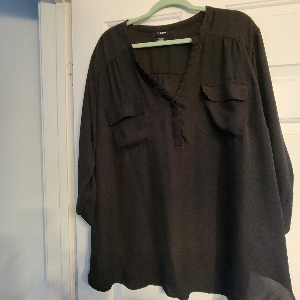 Black chiffon plus size button down torrid dress shirt